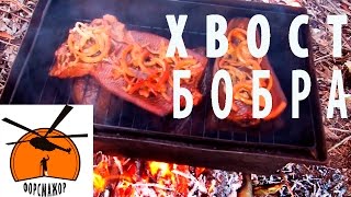 Обзор лучшего рецепта копчёного сала и хвоста бобра.Коптим сало в лесу.