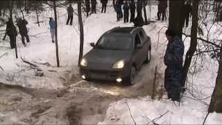 Porsche Cayenne winter off road  in hill