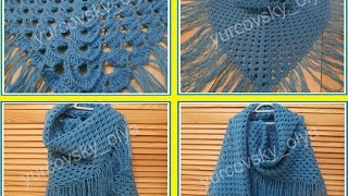 Как связать шаль чешуйками