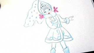 Как поэтапно нарисовать Снегурочку на Новый год для детей How to draw a Snow White New Year for kids