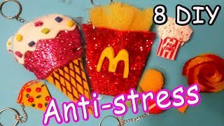 8 DIY ♥ СКВИШИ брелки ♥ Брелки и значки АНТИСТРЕСС в виде вкусняшек