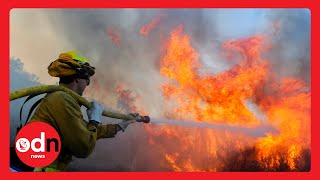 Wildfire Rages Across Southern California as Power is Cut Off For 15000 Orange County Homes