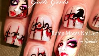 Goth Girls and Crows | Put a bird on it Nail Art Design Tutorial
