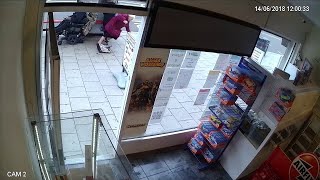 Man in Wheelchair Reverses into Two Elderly Women || ViralHog