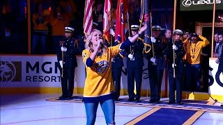 Carrie Underwood sings anthem before the start of Game 2
