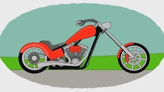Мультик - Раскраска. Учим Цвета - Мотоциклы - Часть 2