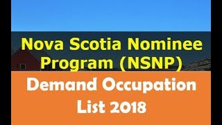 Nova Scotia PNP in Demand Occupation List 2018