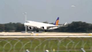 Augsburg Airways Embraer 195AR [D-AEMC] landing Munich Airport