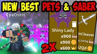 GETTING NEW BEST PETS AND SABER!! x900+ stats! | - Roblox Saber Simulator