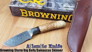 BROWNING STORM FRONT BIG BELLY SKINNER WOOD FIXED DAMASCUS STEEL BLADE KNIFE 218