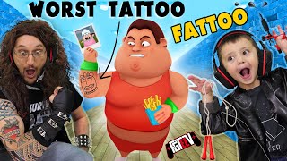 FAT DUDES & TATTOOS!!  I LOST 350lbs in under 20 Minutes (FGTeeV INK INC. + Fit the Fat)