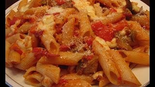 Паста с баклажанами и печеным перцем