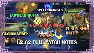 Mobile Legends New Update / Full Patch Notes 1.2.62 / Martis Release Date