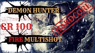 DIABLO 3 HARDCORE | GR 100 SOLO CLEAR |  FIRE MULTISHOT | PATCH 2.6.4 | SEASON 16 DEMON HUNTER