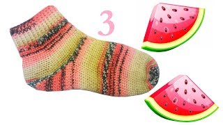 НОСКИ АРБУЗНЫЕ из пряжи OPAL вяжем КРЮЧКОМ Ч.3 Мастер класс Crochet socks