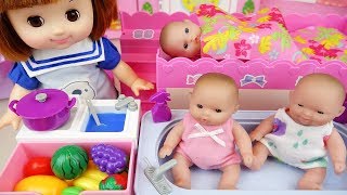 Baby sitter baby doll house and cooking toys Doli play