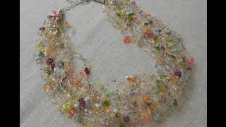 DIY:Воздушное колье "Самоцветы" из каменной крошки и бисера