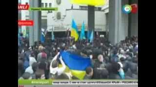 Митинг в Симферополе 26 02 2014 Крым - беспорядки