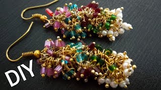 Loreal Earrings/DIY/Tutorial/Jewellery Making/Malayalam Youtuber/Shabna's Designs