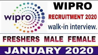 Wipro Recruitment 2020 I Freshers, No Fee I Walk In Interview January 2020