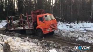 Делаем  дорогу в делянку  на ТДТ-55 и  Камаз  43118. День 2