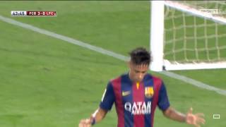 Neymar backheel goal Messi assist Barcelona vs Club Leon Joan Gamper Trophy 2014, HD