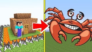 ЗЛЫЕ КРАБЫ НАПАЛИ НА НУБИКА В МАЙНКРАФТ ! НУБ ЗАЩИЩАЕТ СВОЙ ДОМ В MINECRAFT