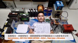 露營車電池選擇 鉛酸電池、深循環電池、磷酸鋰鐵電池 用電範圍及CCA啟動電流分析!?  VAN battery Power range  &  CCA analysis 中文cc字幕
