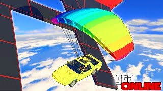 ДИЧАЙШАЯ ГОНКА НА МАШИНАХ С ПАРАШЮТОМ ПО ТРУБАМ И УЗКИМ ПОЛОСКАМ В GTA 5 ONLINE ( ОСОБЫЕ ГОНКИ )