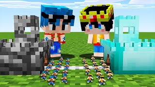 BATALLA EN MINECRAFT ? CASTILLO DE UN PIXEL NOOB VS CASTILLO DE UN PIXEL PRO