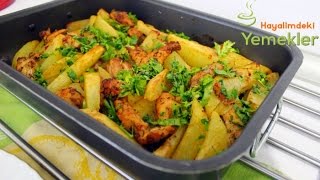 Fırında Tavuk göğsü ile Kolay Patates