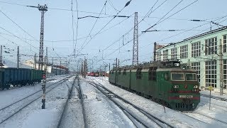 ПЕРВАЯ ЗИМНЯЯ ПОЕЗДКА В ЭЛЕКТРОВОЗЕ С РАБОЧИМ ПОЕЗДОМ