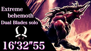 [MHW] 極ベヒーモス討滅戦　双剣ソロ　猫なし不屈あり　16'32"55/Extreme behemoth Dual Blades solo