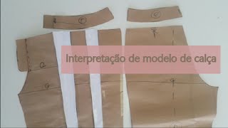 Interpretação de calça: cintura baixa, cós e pregas