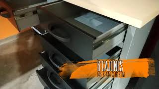 BANCO DE TRABAJO "METALLMOBELL"  MB010  6 CAJONES Y 2 ARMARIOS