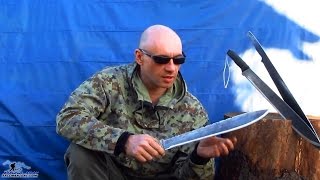 КАК СДЕЛАТЬ МАЧЕТЕ, ТЕСАК  Бушкрафт изготовление на пне мачете тесака из стали 9ХФ, 62 HRC.