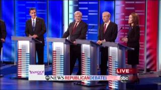 Michele Bachmann Simultaneously Takes On The Two Frontrunners: "Newt Romney" (ABC News Debate)