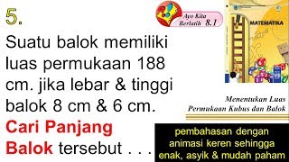 Mencari Panjang Balok Diketahui lebar, tinggi dan L P - Buku Paket Matematika 8 SMP Revisi 2017