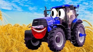 Мультик про тракторы Игры мультики гонки на тракторах желтый красный и синий трактор