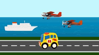Мультики про машинки Самолет и корабль - транспорт. Развивающие мультики для детей