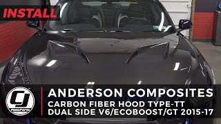 2015-2017 Mustang Install: Anderson Composites Type-TT Dual Side Carbon Fiber Hood
