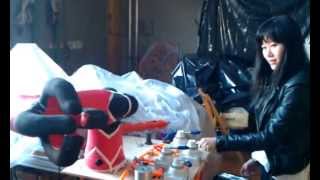 Inflatable robot punching my wife