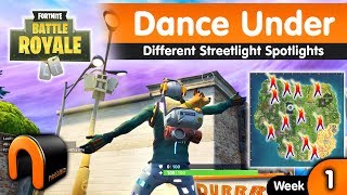 Dance Under Different Streetlight Spotlights FORTNITE - Week 1 Streetlight  Locations