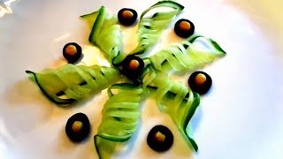 4 LIFE HACKS HOW TO MAKE CUCUMBER FLOWER ROSE - GARNISH DESIGN & ART IN CUCUMBER - VEGETABLE CARVING