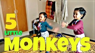 Learn Colors with Five Little Monkeys Jumping On The Bed | Nursery Rhyme Songs for Kids
