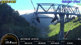 車窓59前面展望速度計付き　絶景の谷川岳ロープウェイ下り車窓