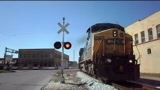 CSX Auto Rack Train Smoking Wheel And Car Goes Around Gates