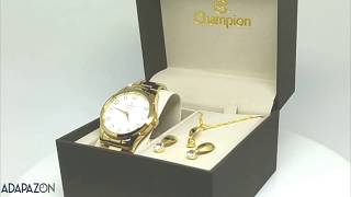 Relógio Feminino Dourado Champion Cn29883j Brinde Colar e Brincos - Atualizado