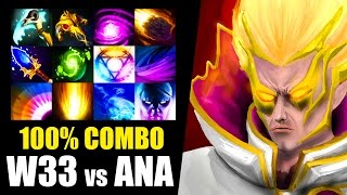 100% COMBO w33 Invoker vs ANA ES Dota 2 Patch 7.00 Gameplay