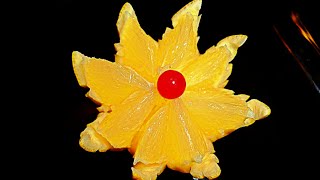 Цветок из лимона! Flower of lemon! Украшения из фруктов! Decoration of fruit!